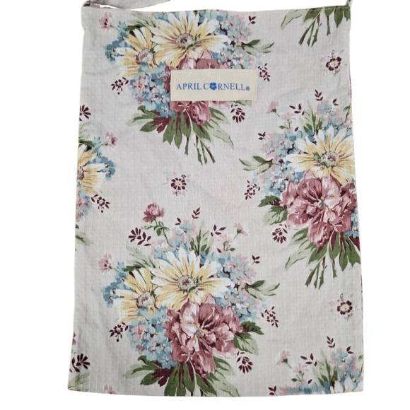 April Cornell Floral Tote Bag Shopping Gardening Sack Market White With Flowers - Picture 2 of 9